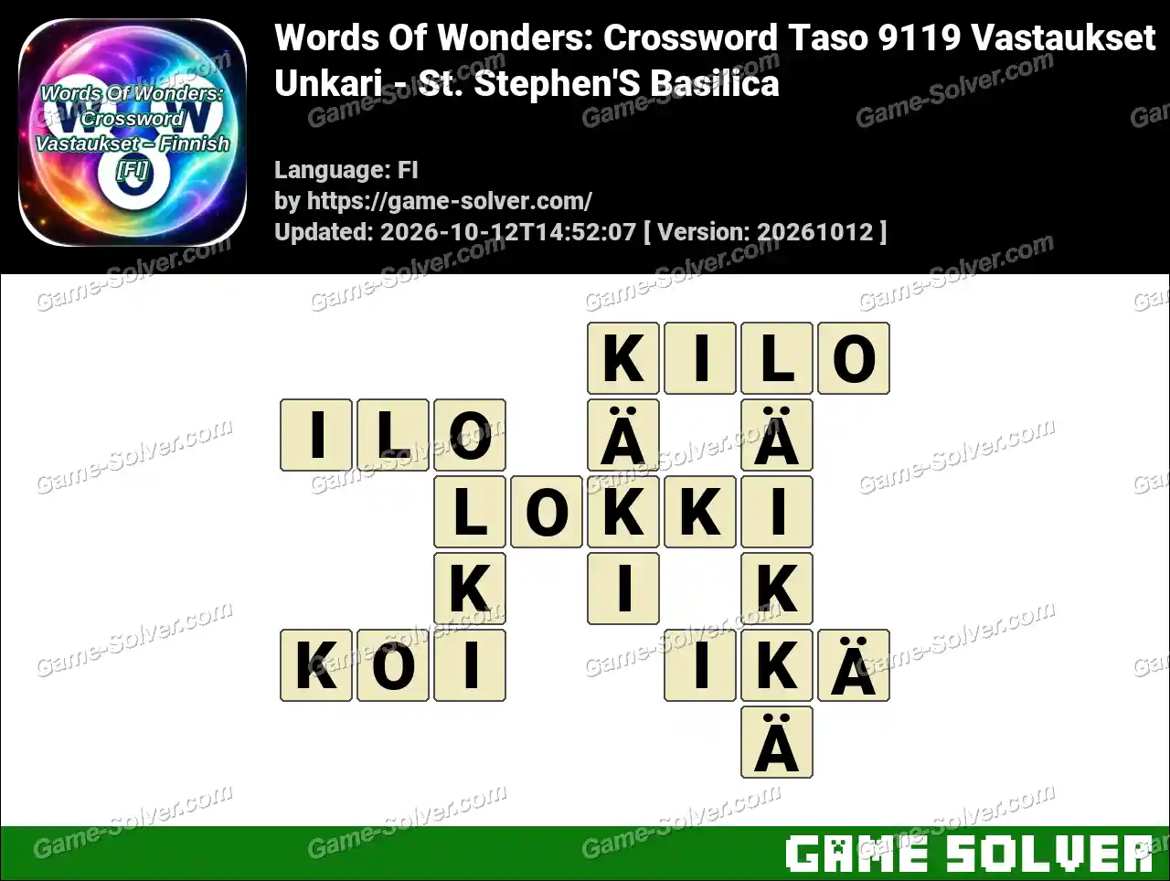 Words Of Wonders: Crossword Taso 9119 Vastaukset – Unkari – St. Stephen’S Basilica